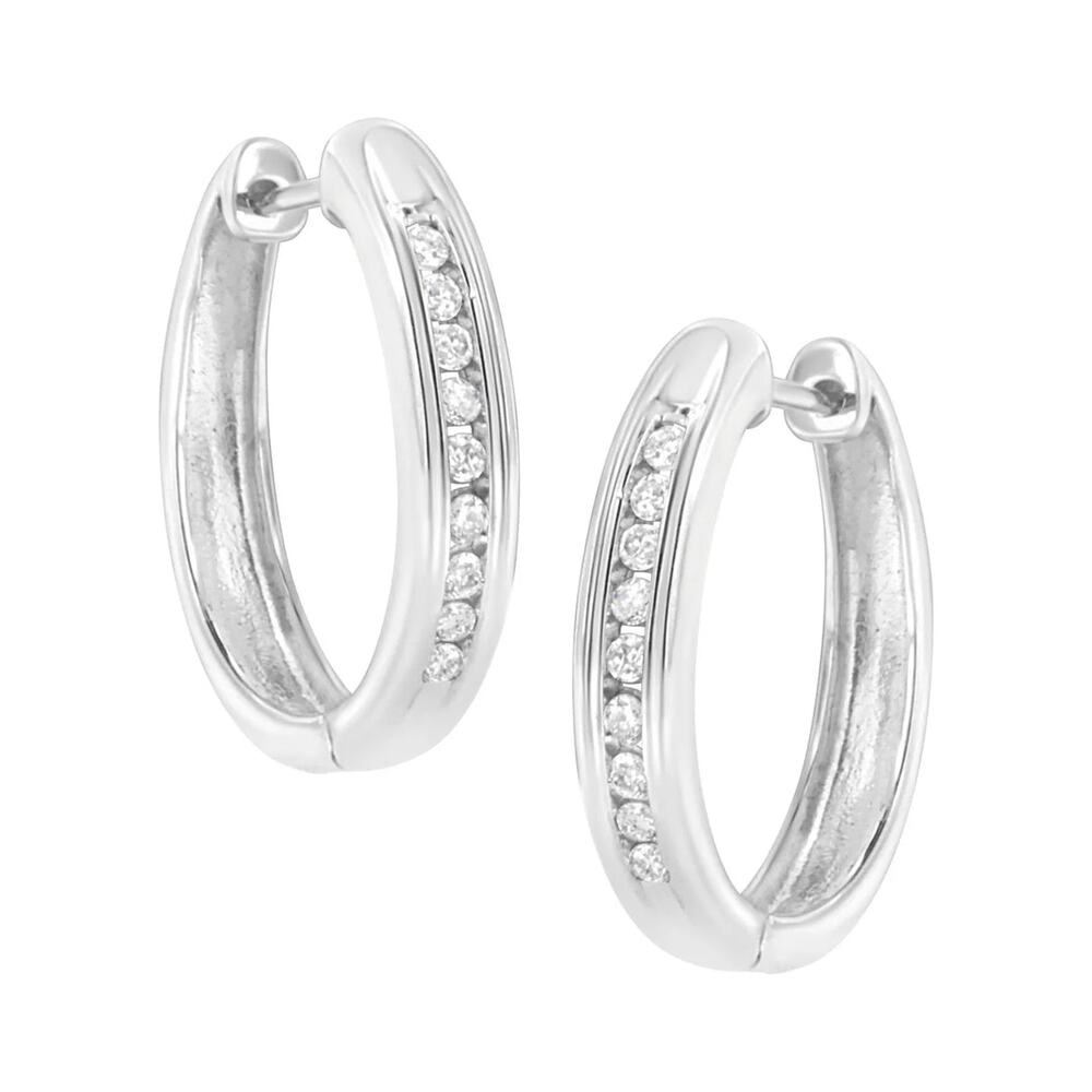 Haus of Brilliance Sterling Silver and Diamond Hoop Earrings